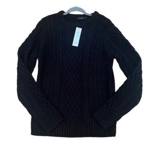 NWT Chunky Cable Knit Weekend Comfy pullover Black Preppy Minimalist